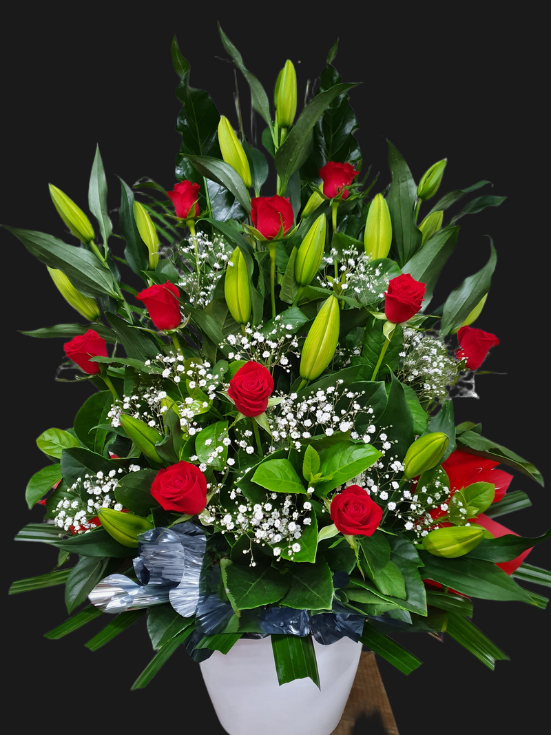 #21# Red rose and Lilly arrangement